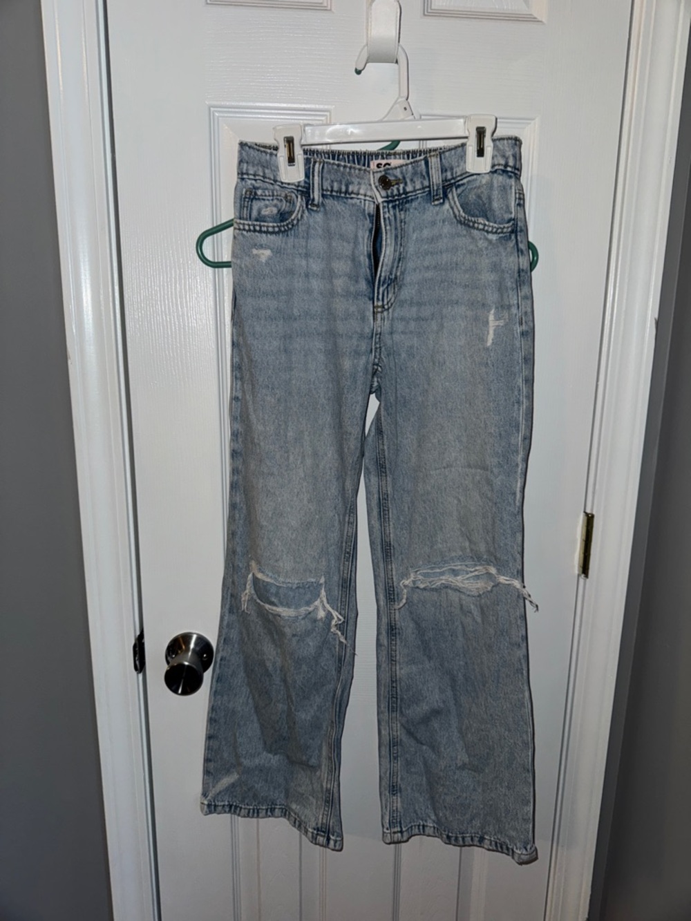 SO Light Blue Distressed Kids Wide-Leg Jeans